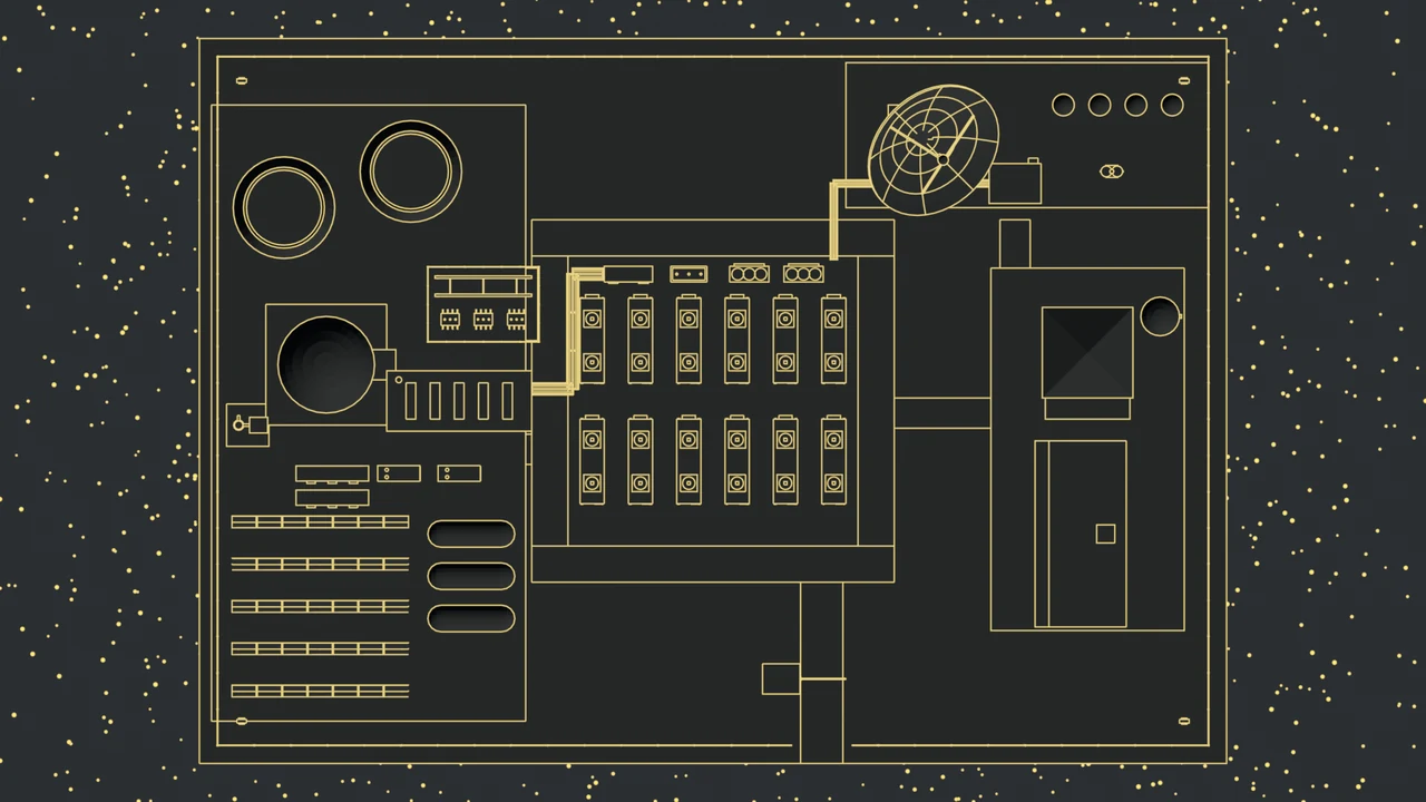 Top-down reference plan of a Remote Development Center site, showing the studio core, the edge data yard, the communications pad and the energy parcel.